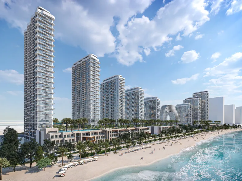The towers seen from the beach