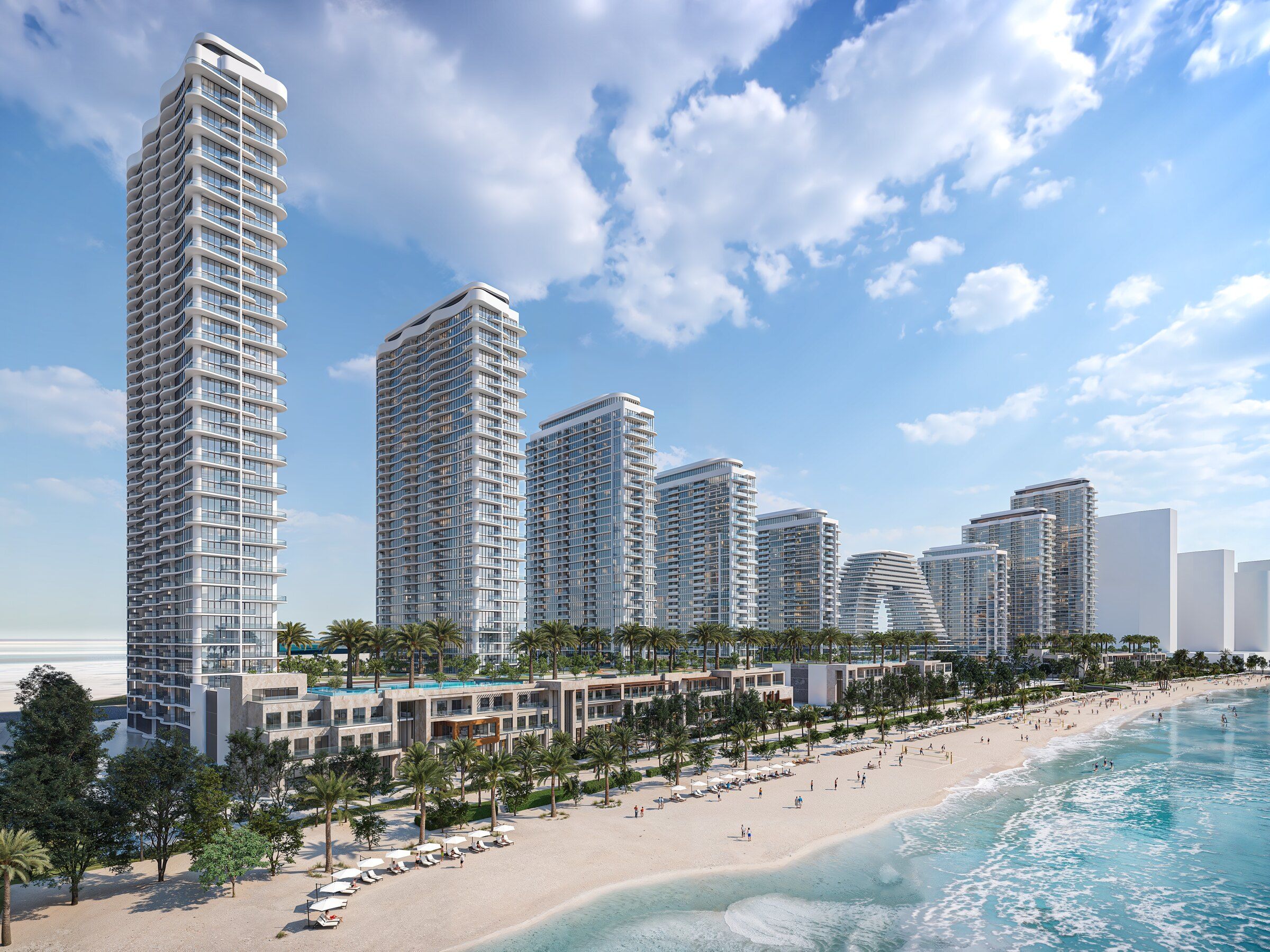 The towers seen from the beach