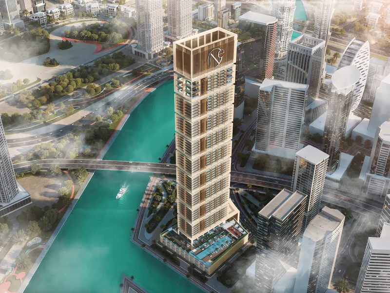The tower on the canal from the air
