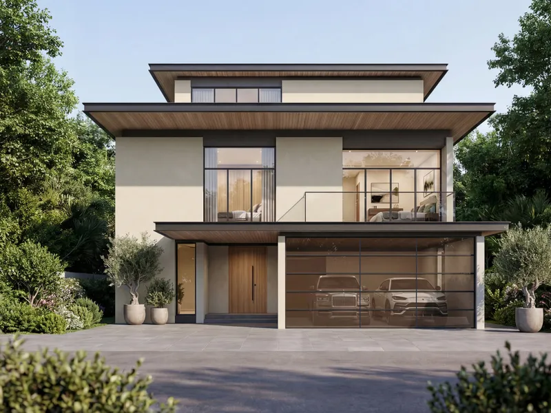 A five bedroom villa seen from the street