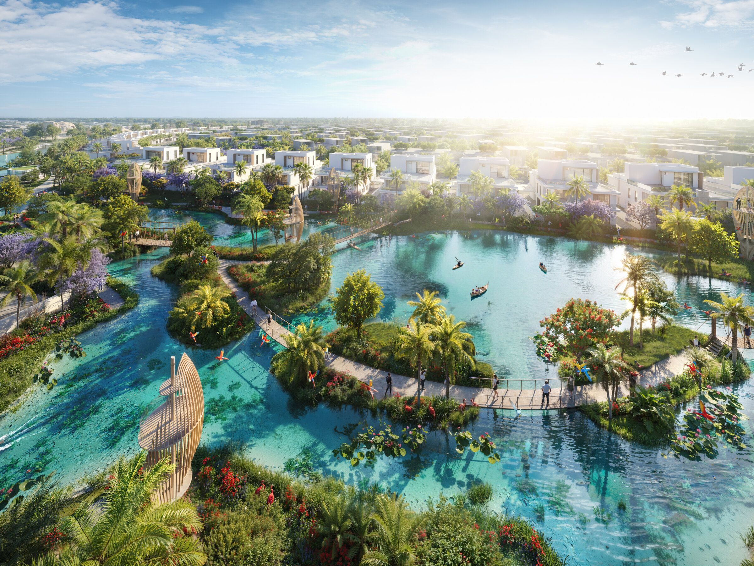 The lagoon with the houses set around it